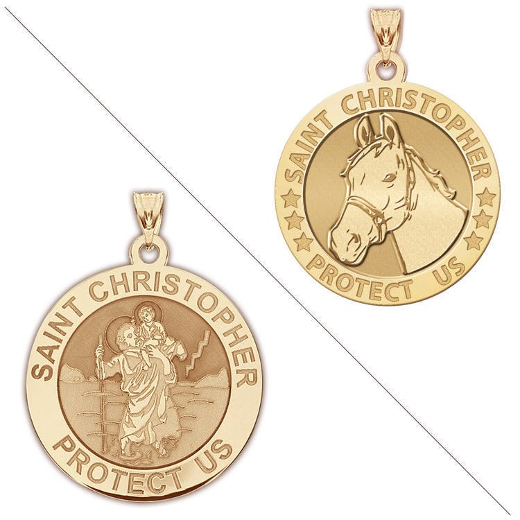 Equestrian and Horseback Riding - Saint Christopher Doubledside Sports Religious Medal "EXCLUSIVE"