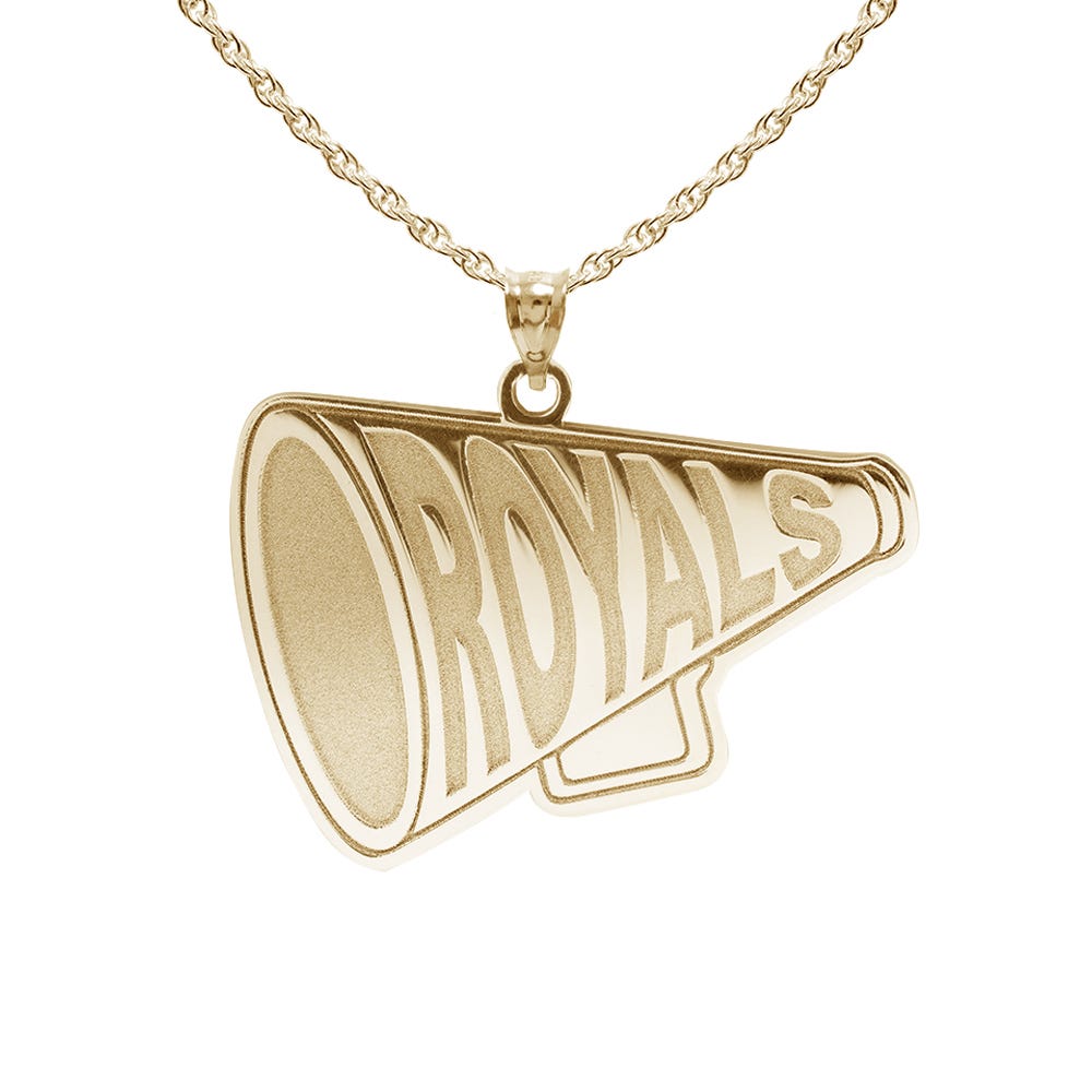 Custom Cheerleader "Megaphone" Charm or  Pendant w/ Team Name