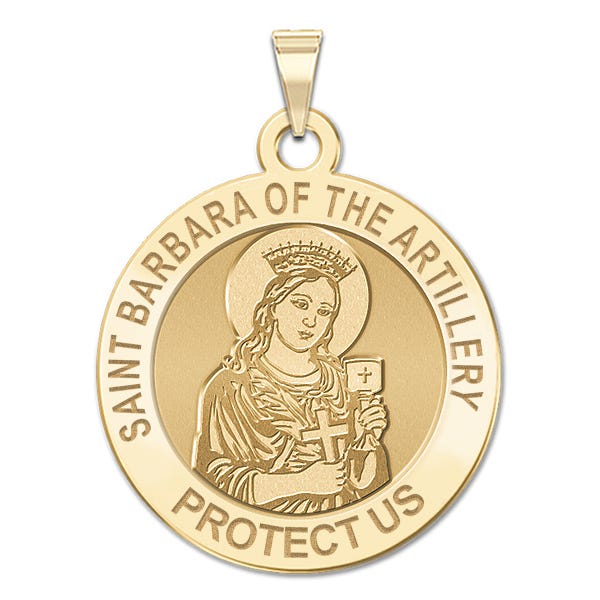 Saint Barbara of Artillery Round Religious Medal