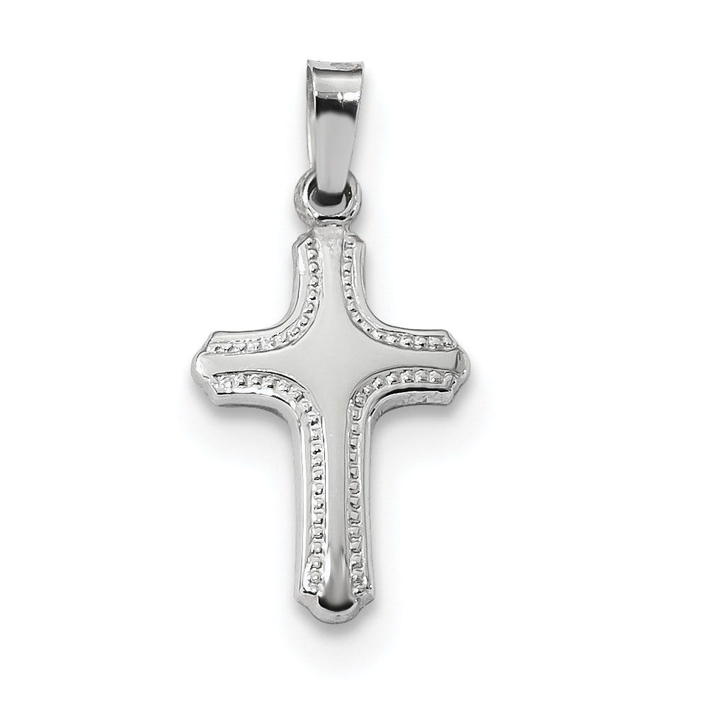 14k White Gold Polished Fancy Cross Pendant