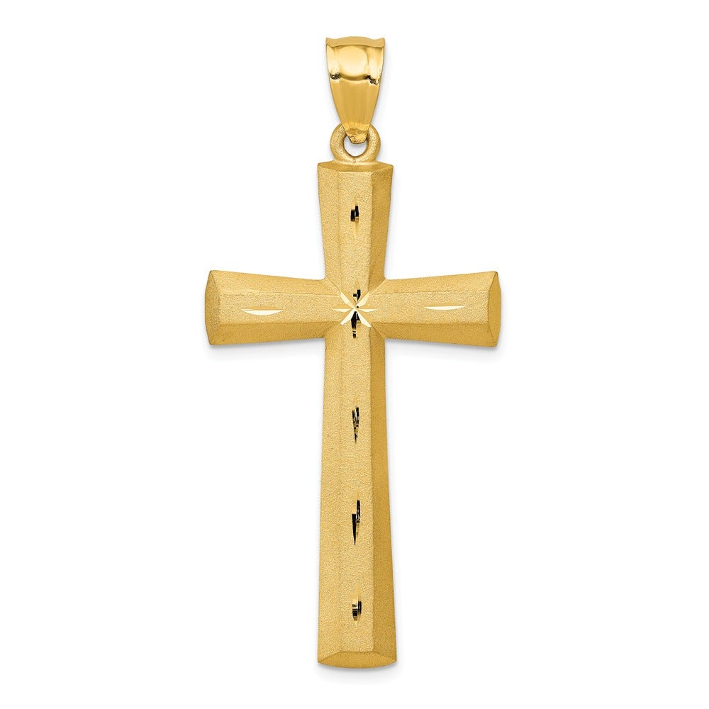 14k Satin & Diamond -cut Cross Pendant