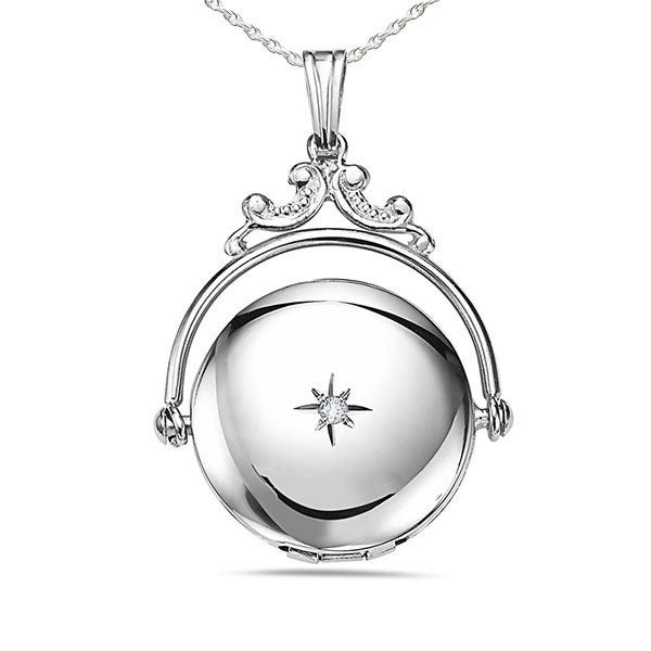 Silver Round Swivel Photo Locket