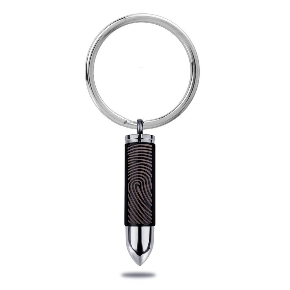 Bullet Shaped Cremation and Ash Vessel Keychain with Fingerprint