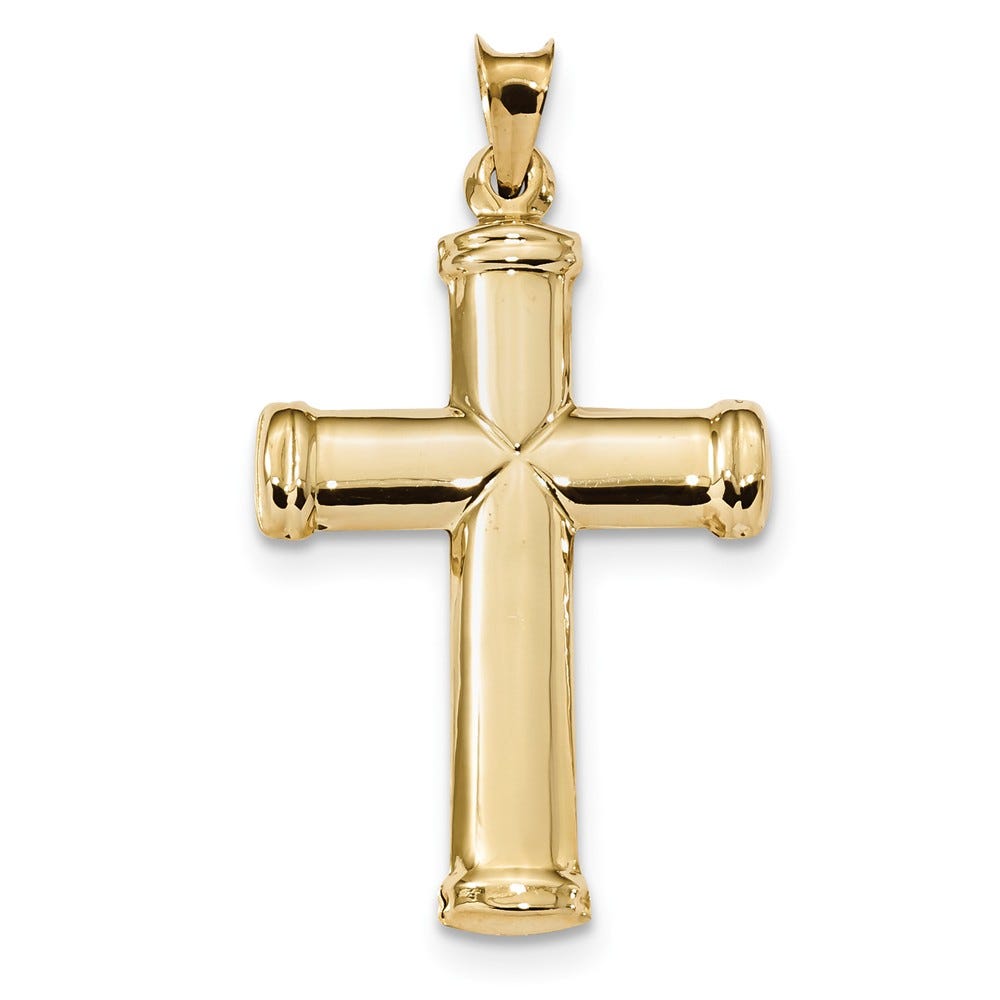 14k Polished Stamping Tubular Cross Pendant