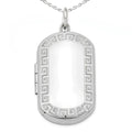 Silver Greek Key Dog Tag Photo Locket