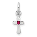 Sterling Silver RH Plated Child\'s Preciosca Crystal July Cross Pendant