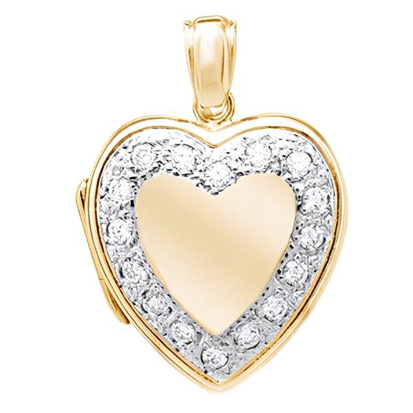 Solid 14K Yellow Gold Premium Weight Diamond Photo Locket