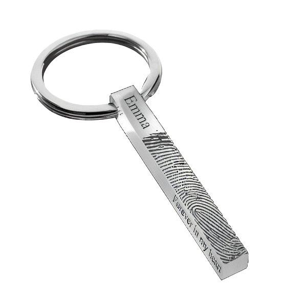 Personalized Fingerprint Vertical 3D Bar Keychain