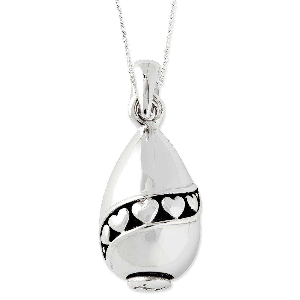 Sterling Silver Antiqued Tear of Love Remembrance Cremation Ash Holder w/ 18 Inch Chain