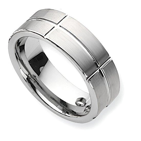 Dura Tungsten Grooved Flat 8mm Polished Wedding Band