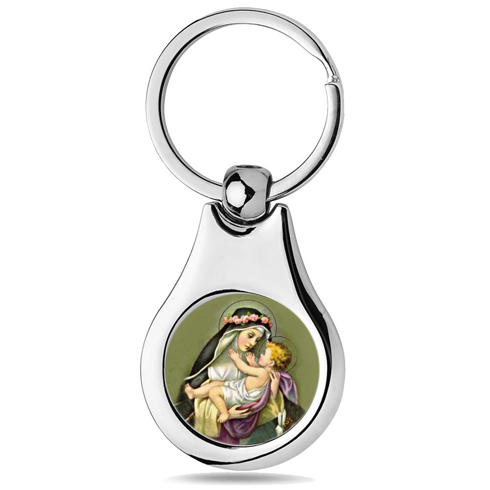 Stainless Steel Color Saint Rose of Lima Keychain