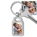 Stainless Steel Engravable Rectangle Photo Laser Keychain - Stainless Steel 1 1/4 Inch Wide x 1 3/4 Inch Tall