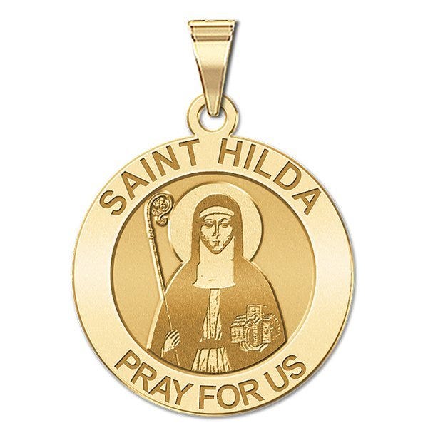 Saint Hilda Round Religious Medal