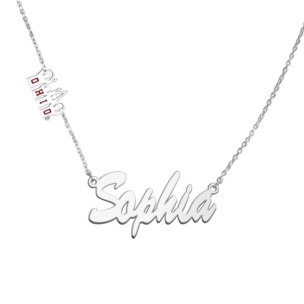 Ohio State University Silhouette Name Necklace