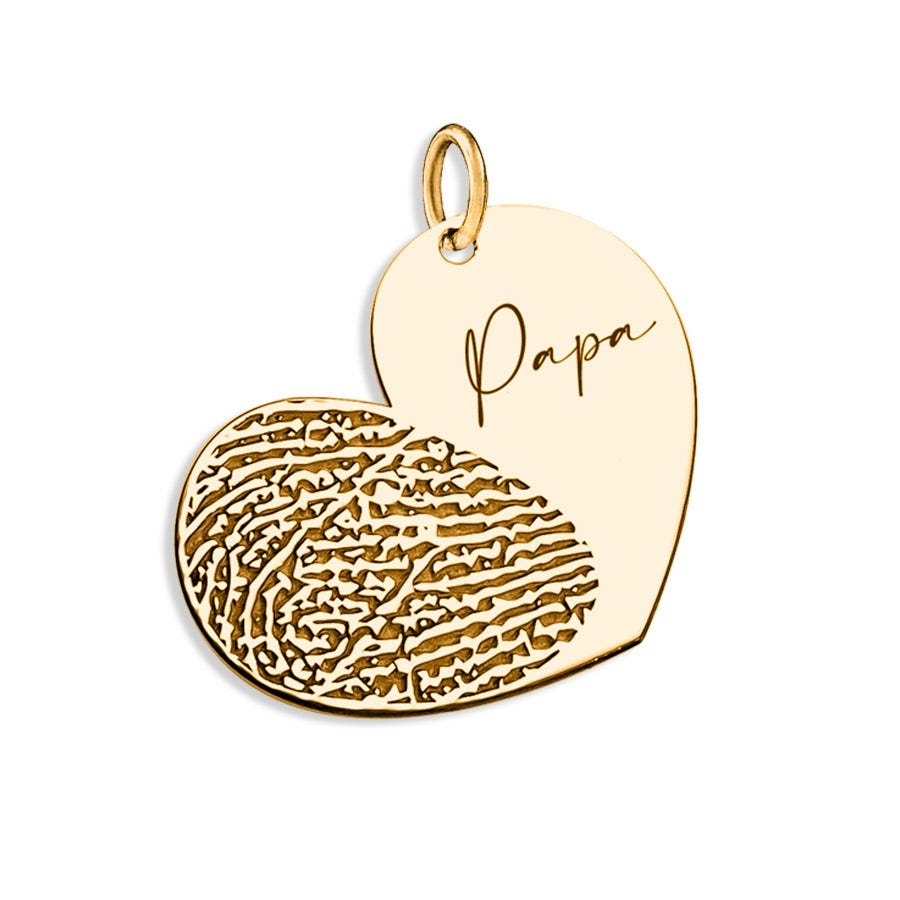 Personalized Fingerprint Dangle Heart Pendant w/ Name
