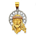 14K Tri-Color Jesus Head with Diamond Cut Halo