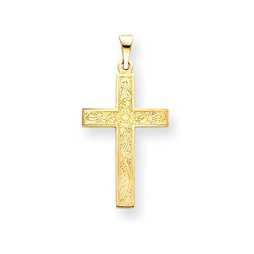 14k Floral Cross Pendant