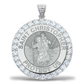 Saint Christopher CZ Round Religious Medal