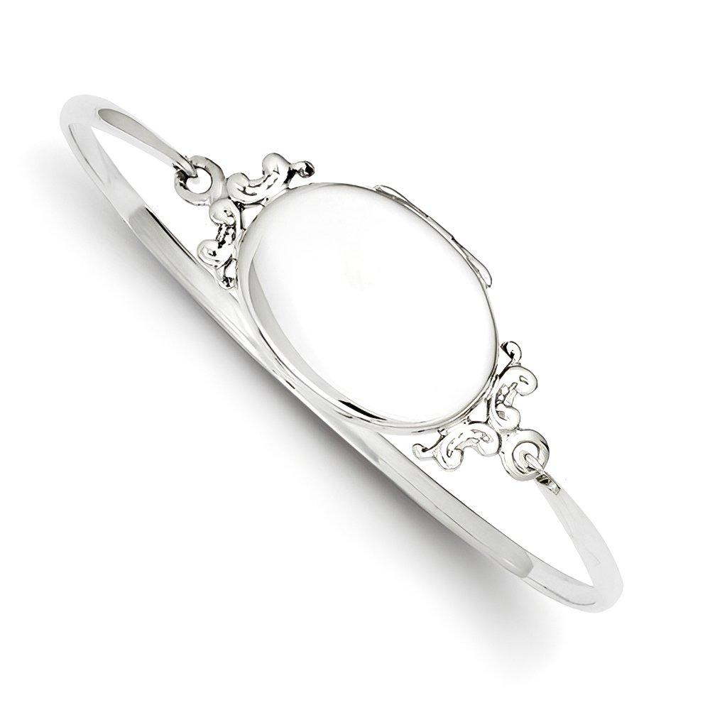 Silver Oval Locket Bangle Bracelet
