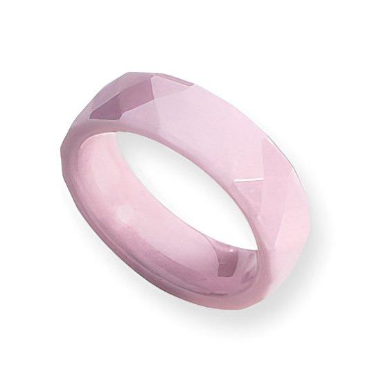 Ceramic Pink Faceted 6mm Polished Wedding Band