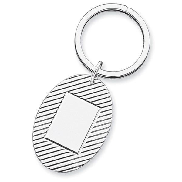 Engravable Sterling Silver Keychain - Sterling Silver 1 1/2 Inch Wide x 1 3/4 Inch Tall