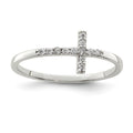 Sterling Silver with CZ Sideways Cross Ring