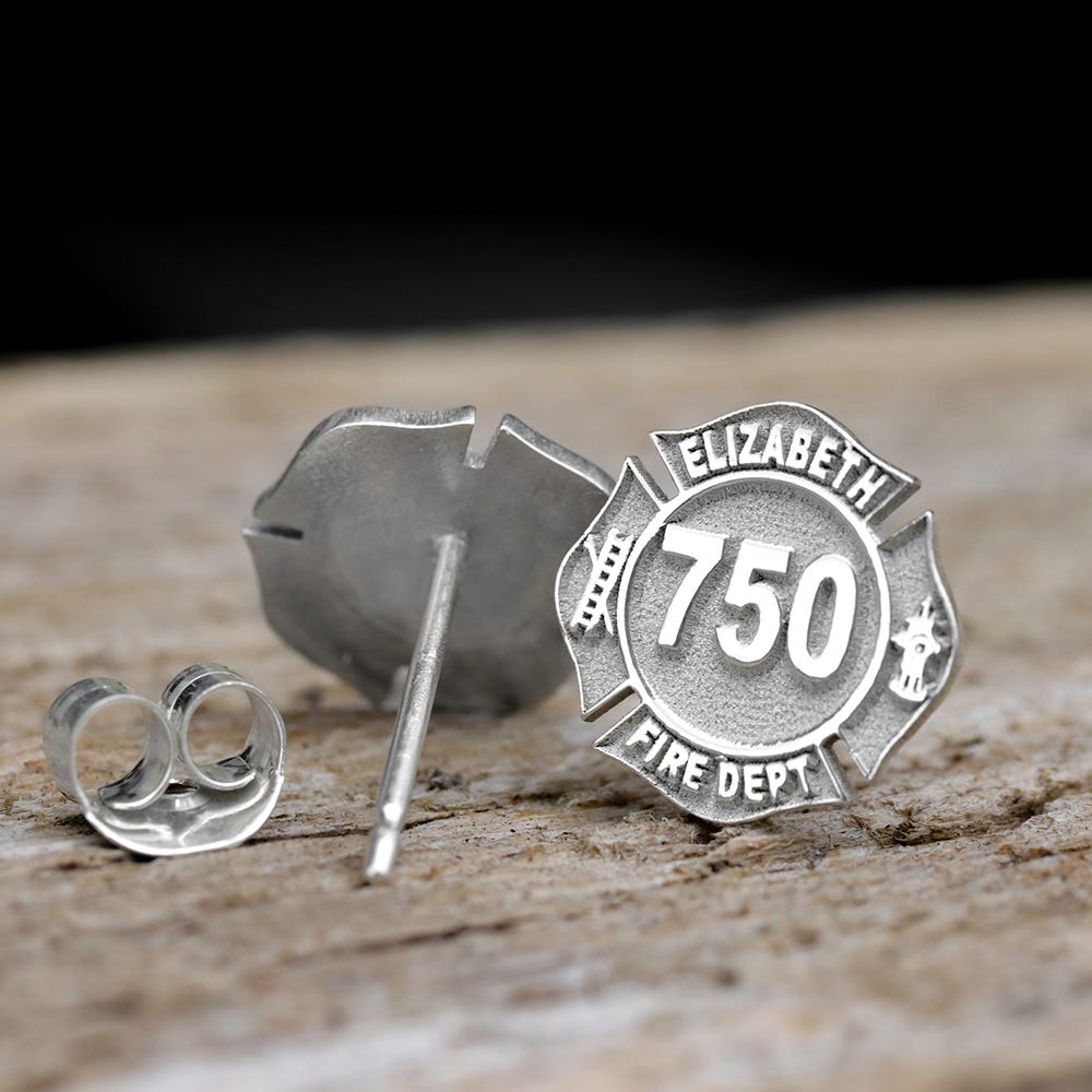 Personalized Fire Badge Earrings with Your Number & Department