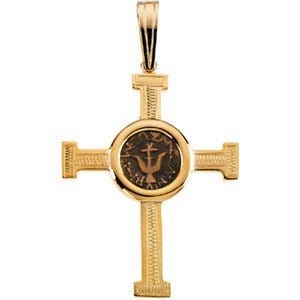 14K Yellow Gold CROSS PENDANT W/DESIGN