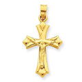14k Yellow Gold Hollow Reversible Crucifix /Cross Pendant