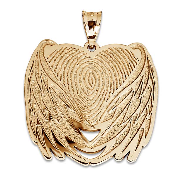 Custom Fingerprint Angel Wing Pendant