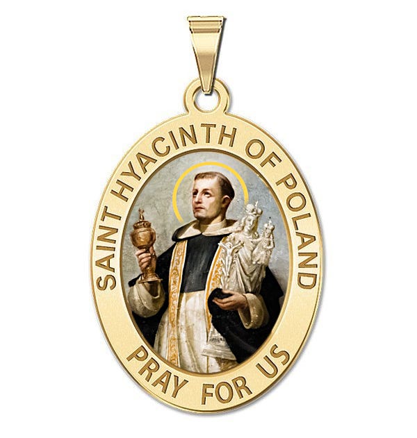 Saint Hyacinth of Poland OVAL Religious Medal Color