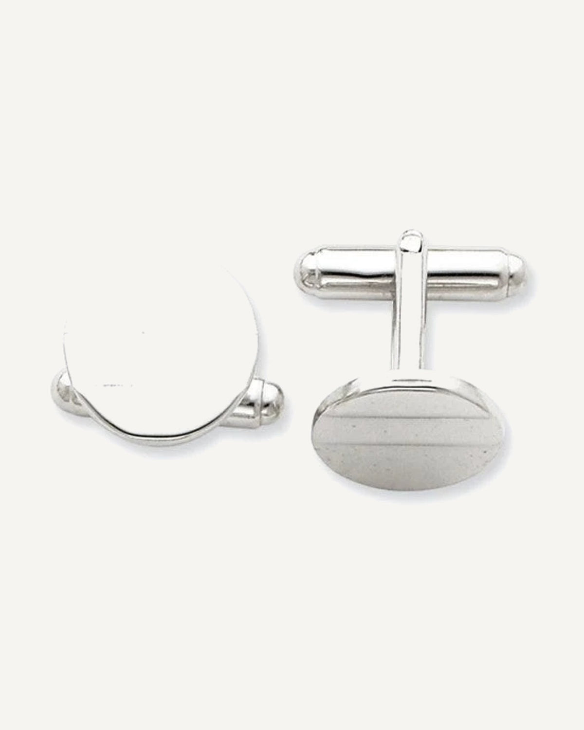 Engravable Round Shaped Sterling Silver Cufflinks - Sterling Silver Cufflinks - 2/3 Inch x 2/3 Inch