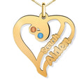 Personalized Heart Pendant with 2 Names & 2 Birthstones