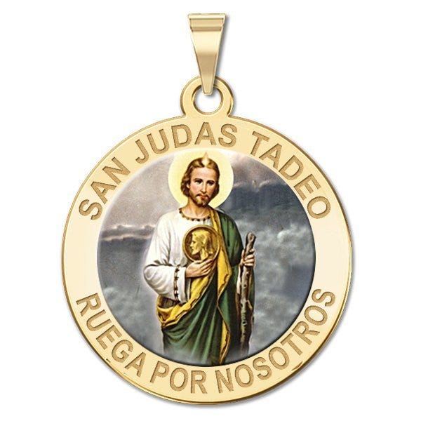 San Judas Tadeo Round Religious Color Medal