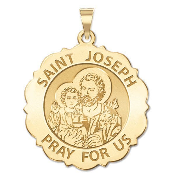 Saint Joseph Scalloped Religious Medal