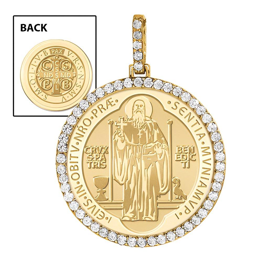 Large Saint Benedict Diamond Round Religious Jubilee Medal