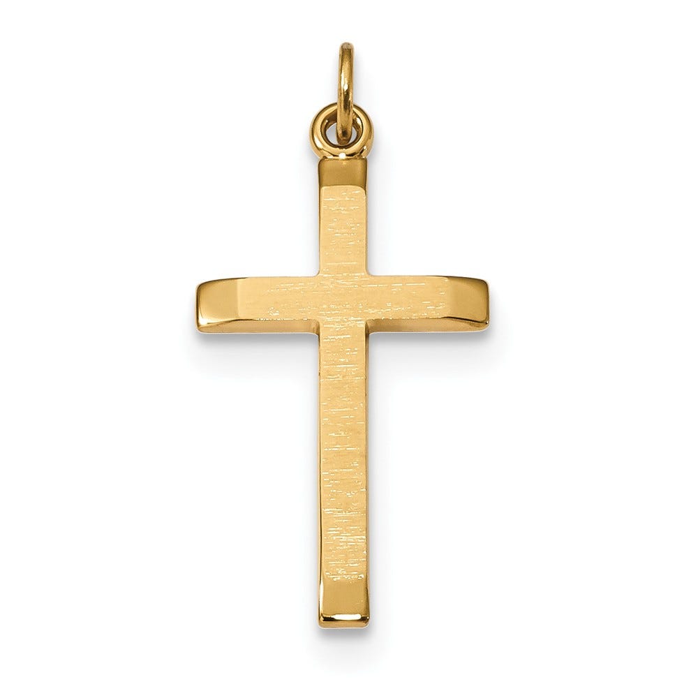 Sterling Silver Gold-plated Polished and Satin Cross Pendant