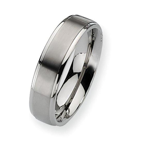 Titanium Ridged Edge 6mm Brushed and Polished Wedding Band