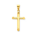14k 3-D Polished Hollow Rounded-End Cross Pendant