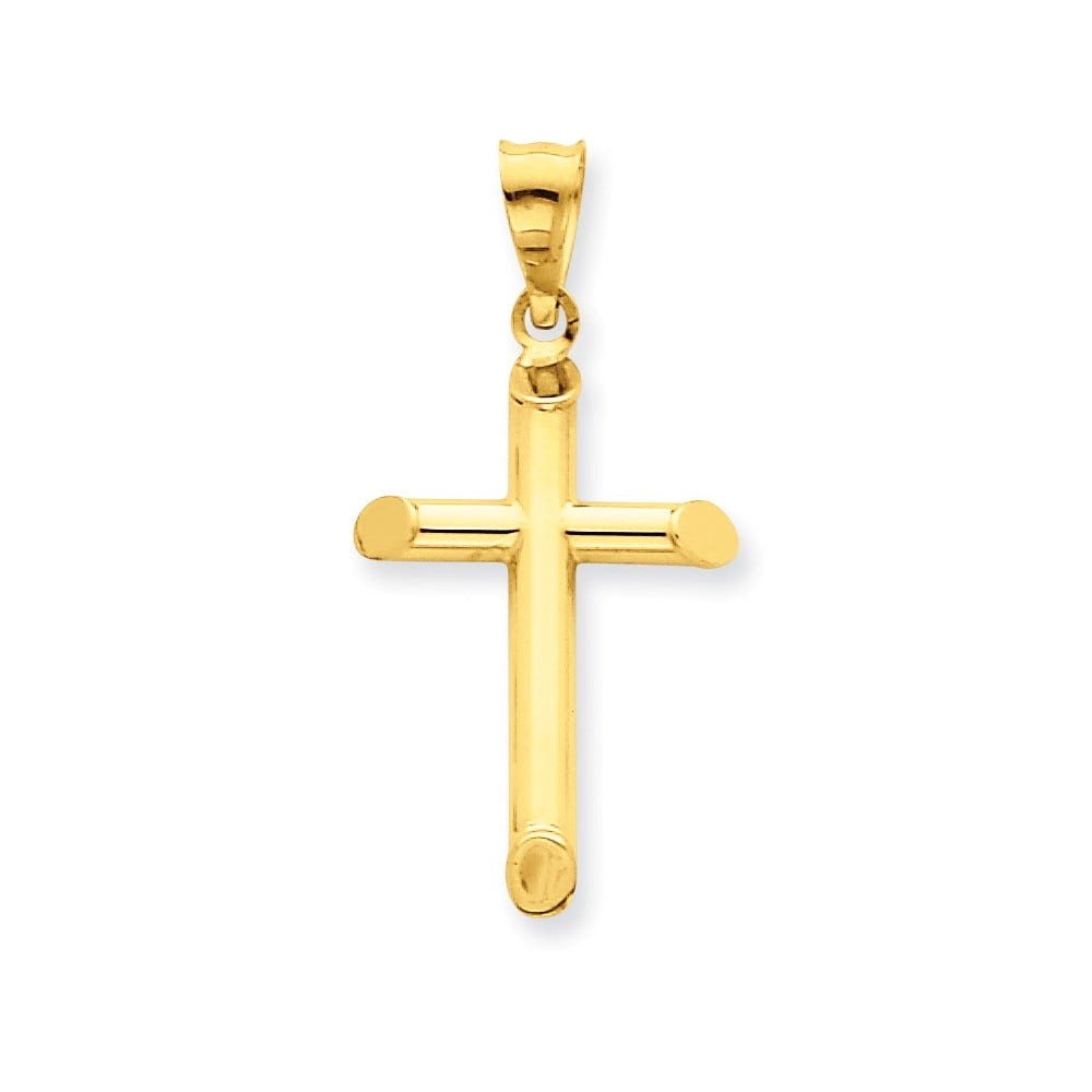 14k 3-D Polished Hollow Cross Pendant