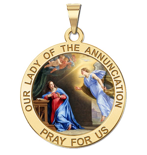 Our Lady of the Annunciation Religious Medal Color