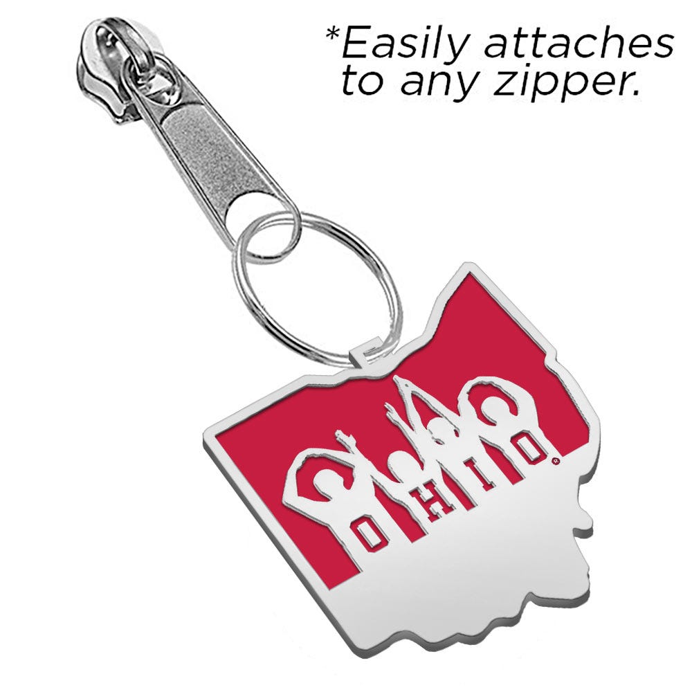 Ohio State University Color Enamel Ohio Outline Zipper Pull