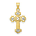 10k & Rhodium Diamond-Cut Cross Pendant