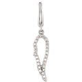 14K White Gold Diamond Angel Wing w/ Lobster Clasp Charm