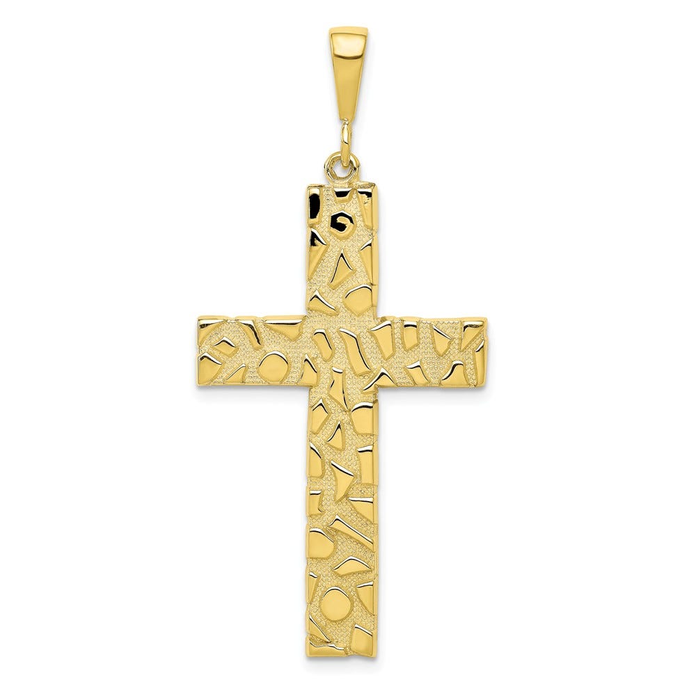 10k Polished Nugget Cross Pendant
