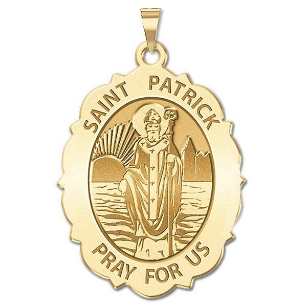 Saint Patrick Religious Medal Scalloped OVAL "EXCLUSIVE"