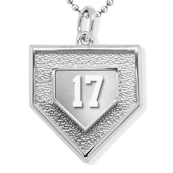 Personalized 3D Baseball Home Plate Pendant w/ Number