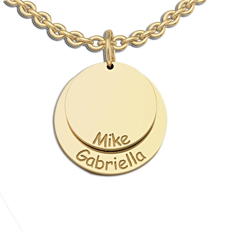 Personalized Round Mother's Two Disc Charm Pendant