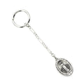Miraculous Religious Oval Keychain - 3/4 Inch Wide x Under 1-1/4 Inch Tall - Sterling Silver