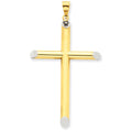 14k w/Rhodium 3-D Hollow Cross Pendant